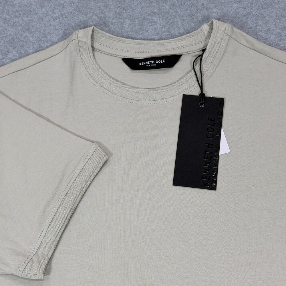 Kenneth Cole Crew Neck T-Shirt Tee Mens Small S Khaki Beige Stretch NWT